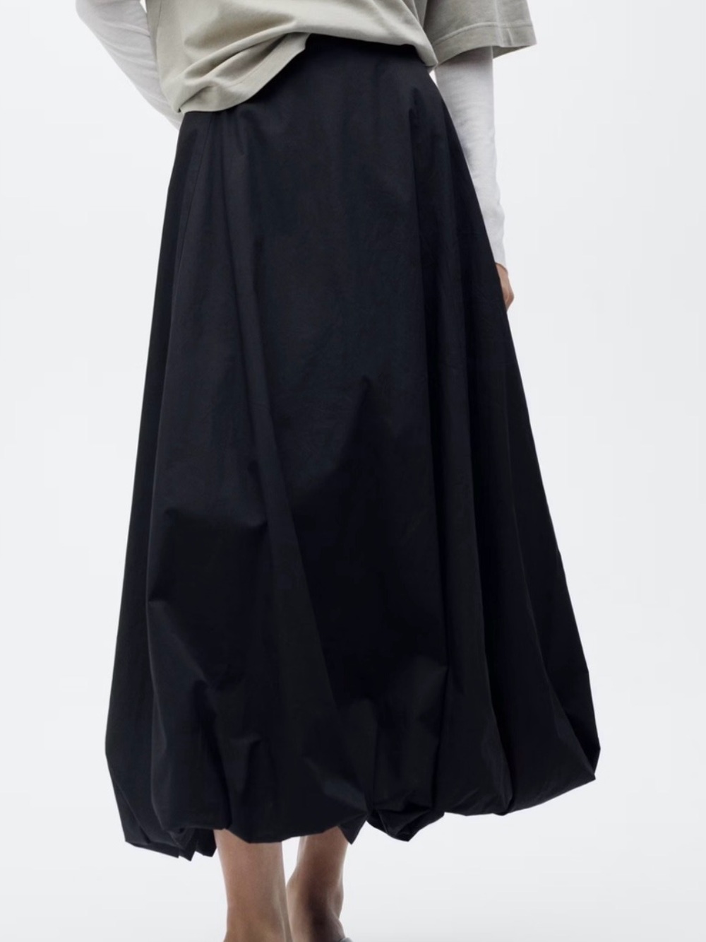 Mango Black Bubble-Hem Maxi Skirt - Picture 8 of 14